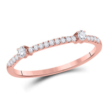  10k Rose Gold Womens Round Diamond Single Row Stackable Band Ring 1/6 Cttw
