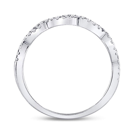 10k White Gold Womens Round Diamond Woven Twist Stackable Band Ring 1/4 Cttw