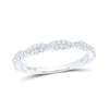 10k White Gold Womens Round Diamond Woven Twist Stackable Band Ring 1/4 Cttw
