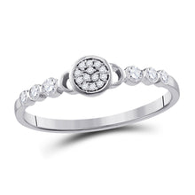  10k White Gold Womens Round Diamond Cluster Stackable Band Ring 1/6 Cttw