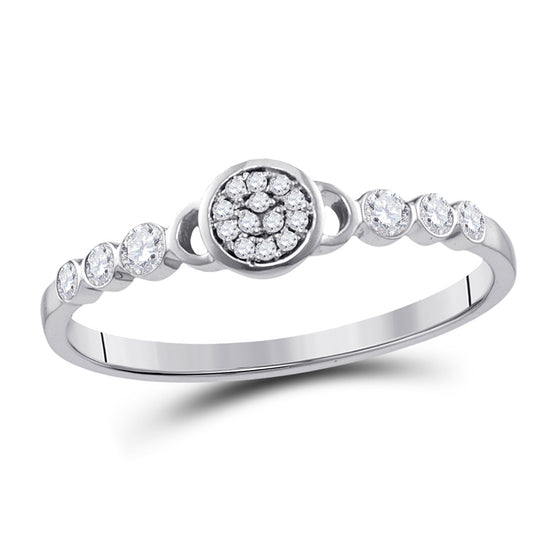 10k White Gold Womens Round Diamond Cluster Stackable Band Ring 1/6 Cttw