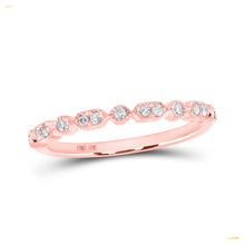  10k Rose Gold Womens Round Diamond Stackable Band Ring 1/8 Cttw