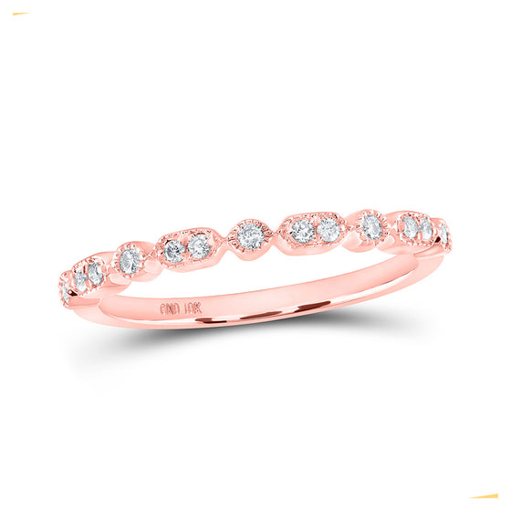 10k Rose Gold Womens Round Diamond Stackable Band Ring 1/8 Cttw