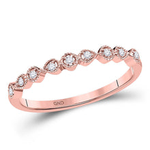  10k Rose Gold Womens Round Diamond Stackable Band Ring 1/20 Cttw