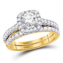  14k Yellow Gold Round Diamond Bridal Wedding Ring Band Set 1-1/2 Cttw