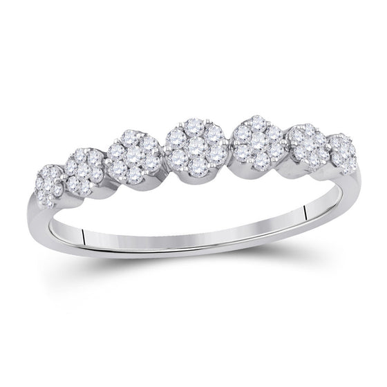 10k White Gold Womens Round Diamond Flower Cluster Ring 1/4 Cttw