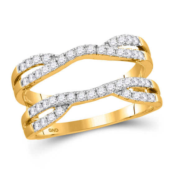 14k Yellow Gold Womens Round Diamond Wedding Solitaire Enhancer Wedding Band 1/2 Cttw