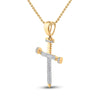 10k Yellow Gold Mens Round Diamond Nail Cross Charm Pendant 3/8 Cttw