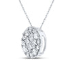 14k White Gold Womens Princess Diamond Fashion Cluster Pendant 1/2 Cttw