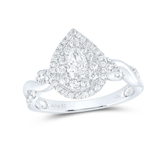 14k White Gold Pear Diamond Solitaire Bridal Wedding Engagement Ring 1 Cttw
