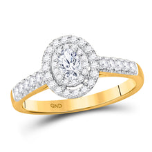  14k Yellow Gold Oval Diamond Halo Bridal Wedding Engagement Ring 1/2 Cttw