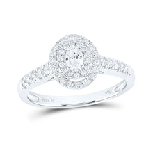  14k White Gold Oval Diamond Halo Bridal Wedding Engagement Ring 1/2 Cttw