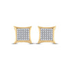 10k Yellow Gold Round Diamond Kite Square Earrings 1/5 Cttw