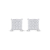 10k White Gold Womens Round Diamond Square Earrings 1/20 Cttw