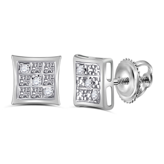 10k White Gold Round Diamond Square Earrings .01 Cttw