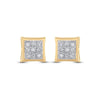 10k Yellow Gold Womens Round Diamond Square Earrings .01 Cttw