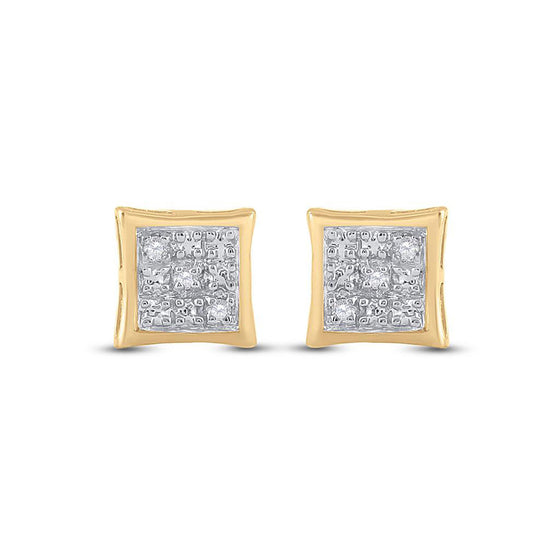 10k Yellow Gold Womens Round Diamond Square Earrings .01 Cttw