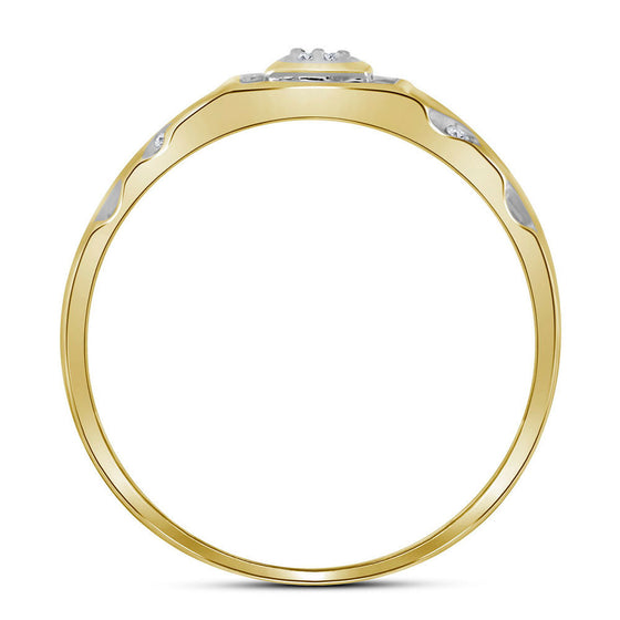 10k Yellow Gold Mens Round Diamond Square Cluster Ring 1/8 Cttw