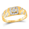 10k Yellow Gold Mens Round Diamond Square Cluster Ring 1/8 Cttw