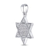 10k White Gold Mens Round Diamond Star Magen David Jewish Charm Pendant 1/5 Cttw
