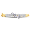 14k Yellow Gold Womens Round Diamond Triple Cluster Bangle Bracelet 1-1/4 Cttw