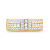 14k Yellow Gold Mens Round Diamond Symmetrical Wedding Band Ring 1 Cttw