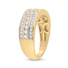14k Yellow Gold Mens Round Diamond Symmetrical Wedding Band Ring 1 Cttw