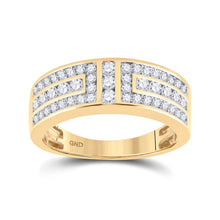  14k Yellow Gold Mens Round Diamond Symmetrical Wedding Band Ring 1 Cttw