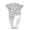 14k White Gold Round Diamond Cluster Bridal Wedding Engagement Ring 1-3/4 Cttw
