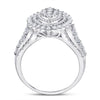 14k White Gold Round Diamond Cluster Bridal Wedding Engagement Ring 1-3/4 Cttw
