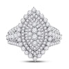 14k White Gold Round Diamond Cluster Bridal Wedding Engagement Ring 1-3/4 Cttw