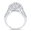 14k White Gold Round Diamond Cluster Bridal Wedding Engagement Ring 1-3/4 Cttw