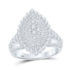 14k White Gold Round Diamond Cluster Bridal Wedding Engagement Ring 1-3/4 Cttw