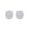 14k White Gold Womens Round Diamond Cluster Earrings 1-1/2 Cttw