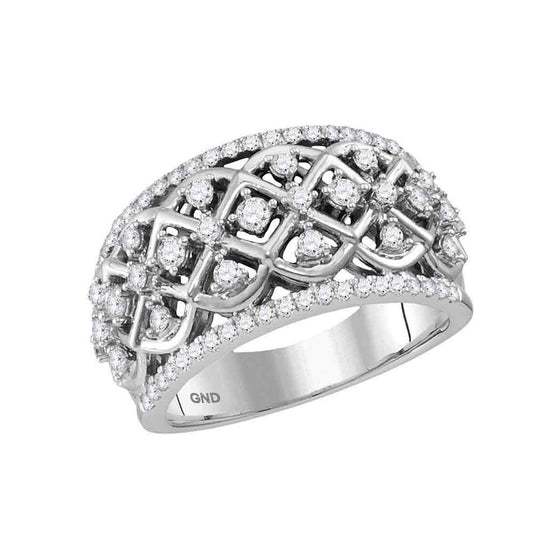 10k White Gold Womens Round Diamond Anniversary Ring 3/4 Cttw