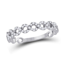  10k White Gold Womens Round Diamond Geometric Stackable Band Ring 1/5 Cttw