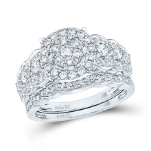  14k White Gold Round Diamond Bridal Wedding Ring Band Set 1 Cttw