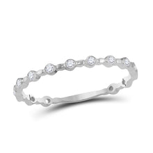  10k White Gold Womens Round Diamond Stackable Band Ring 1/10 Cttw