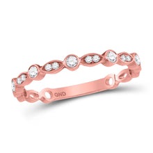  10k Rose Gold Womens Round Diamond Classic Stackable Band Ring 1/6 Cttw