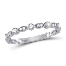  10k White Gold Womens Round Diamond Classic Stackable Band Ring 1/6 Cttw