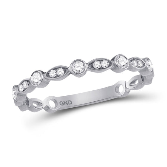10k White Gold Womens Round Diamond Classic Stackable Band Ring 1/6 Cttw
