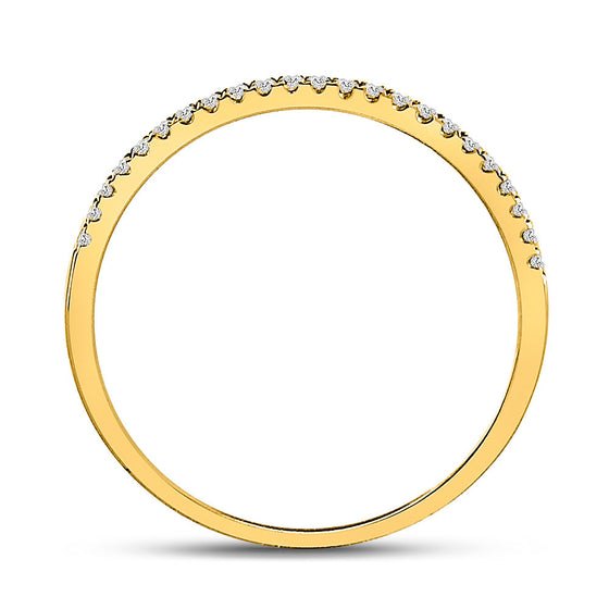 10k Yellow Gold Womens Round Diamond Stackable Band Ring 1/8 Cttw