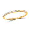 10k Yellow Gold Womens Round Diamond Stackable Band Ring 1/8 Cttw