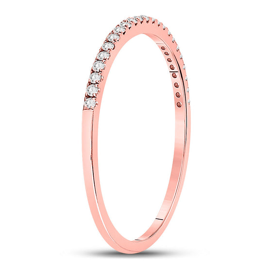 10k Rose Gold Womens Round Diamond Timeless Stackable Band Ring 1/8 Cttw