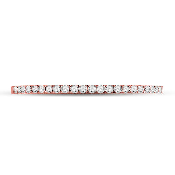 10k Rose Gold Womens Round Diamond Timeless Stackable Band Ring 1/8 Cttw