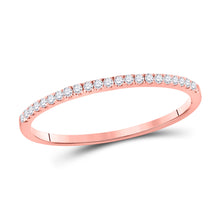  10k Rose Gold Womens Round Diamond Timeless Stackable Band Ring 1/8 Cttw