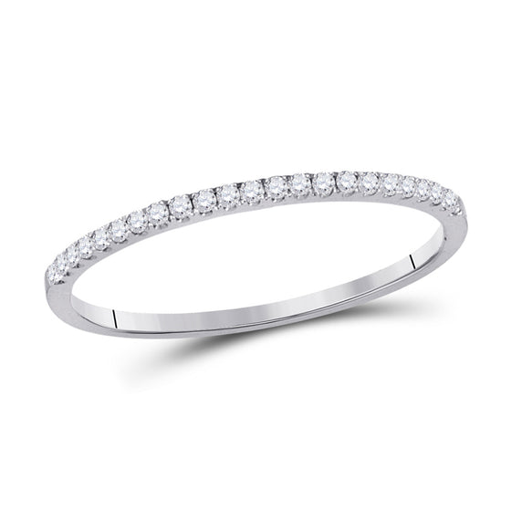10k White Gold Womens Round Diamond Timeless Stackable Band Ring 1/8 Cttw