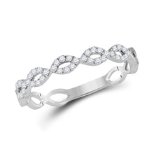  10k White Gold Womens Round Diamond Twist Stackable Band Ring 1/5 Cttw