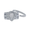14k White Gold Round Diamond Pear Cluster Bridal Wedding Ring Band Set 3 Cttw