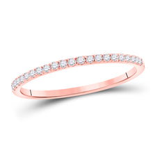  10k Rose Gold Womens Round Diamond Stackable Band Ring 1/6 Cttw